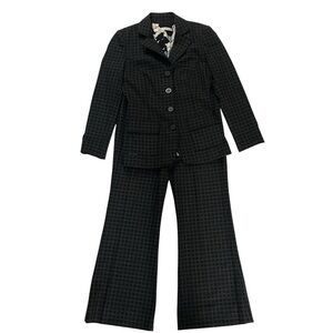 Diane Von Furstenberg DVF Black Patterned Women's Suit Set Wool & Silk Size 2